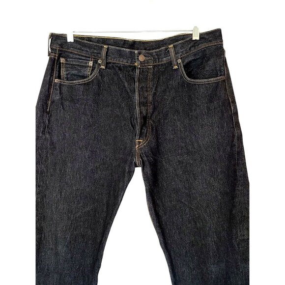 Levis 501 Original Fit Mens Jeans W38 L30 Black Straight Leg Denim 100% Cotton M - Picture 1 of 7